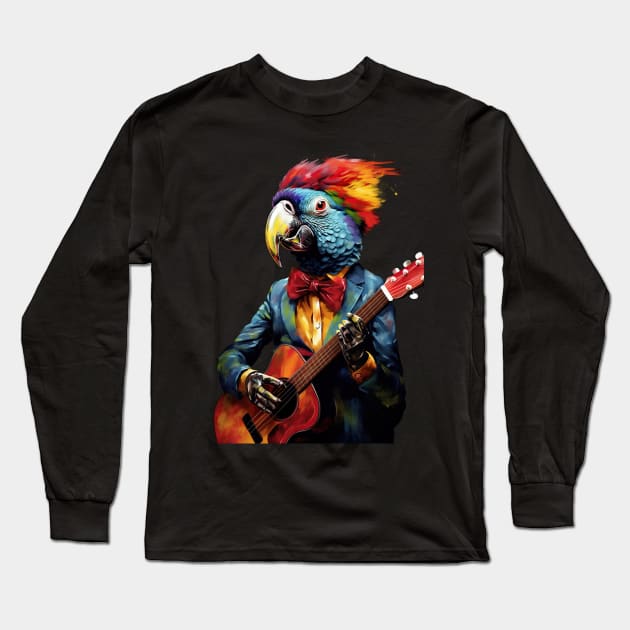 Parrot Playing Guitar Long Sleeve T-Shirt by susannefloe